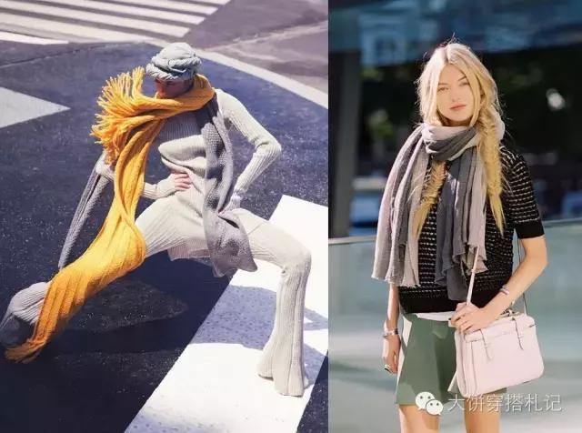丝巾围巾搭配秋冬,丝巾围巾时髦搭配系法