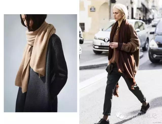 丝巾围巾搭配秋冬,丝巾围巾时髦搭配系法