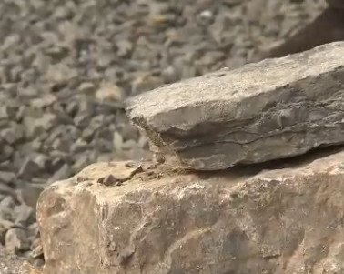 用石头建房的老人,老人用水泥砖建房