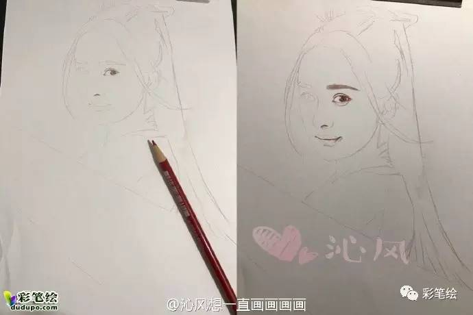 神似！彩铅画三生三世十里桃花中的姑姑白浅和太子夜华