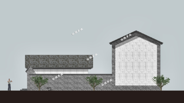 12x13米宅基地带院子自建房平面图,19x11米大客厅二层别墅效果图