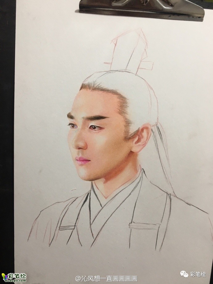 神似！彩铅画三生三世十里桃花中的姑姑白浅和太子夜华