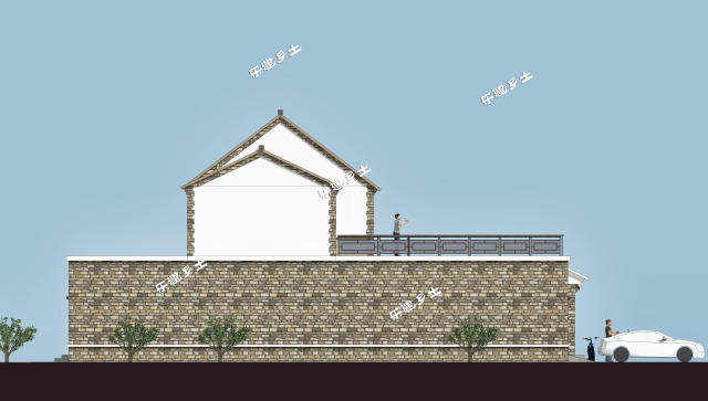 17x21米二层传统前、后合院式布局新民居设计全套图纸