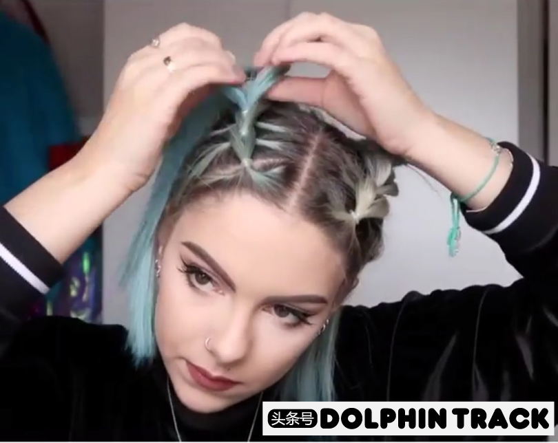 法式珍珠发带短发编发教程,适合中短发的编发ins