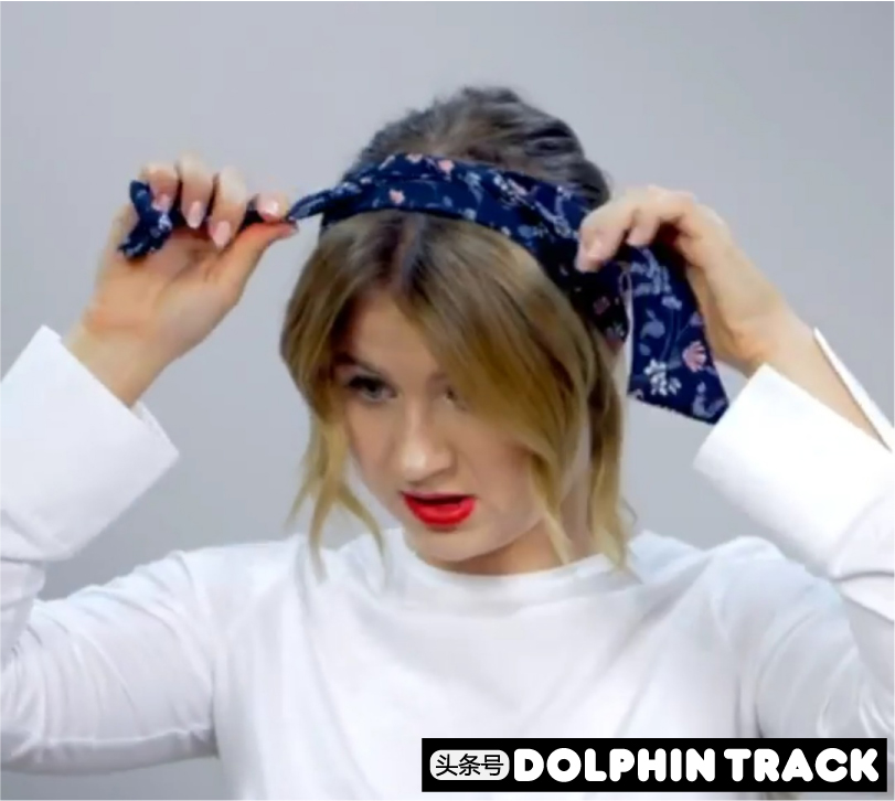 法式珍珠发带短发编发教程,适合中短发的编发ins