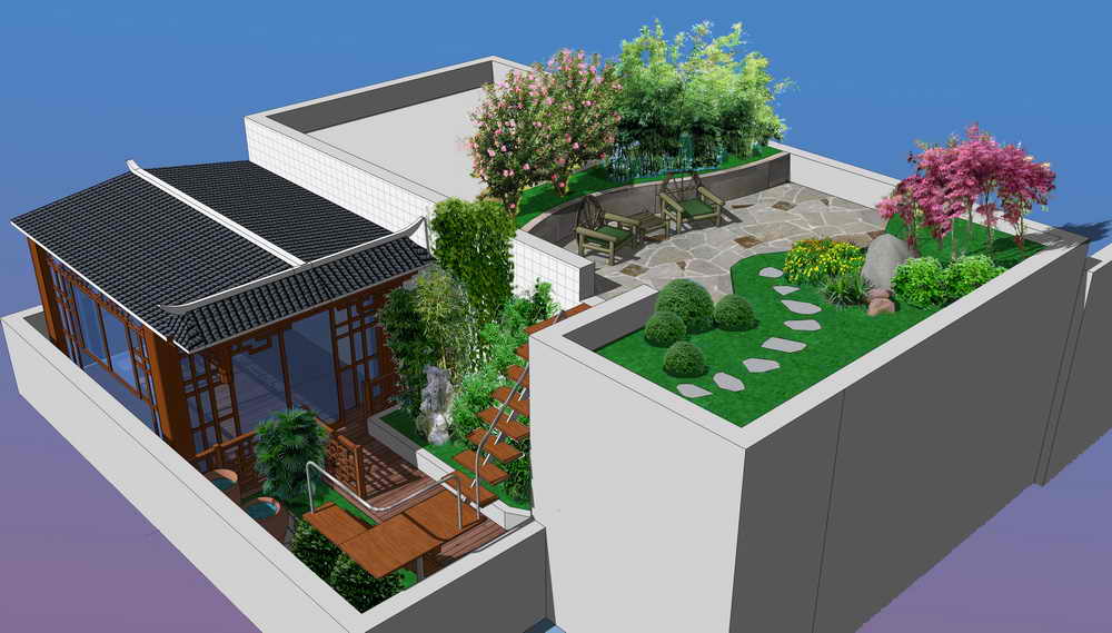 楼顶上的花园设计,楼顶花园设计案例欣赏