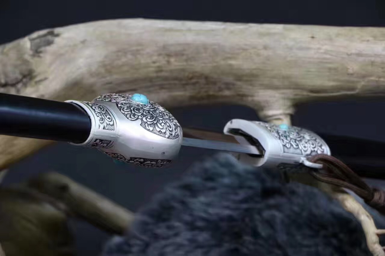 20寸-百炼花纹钢高硬度镀银乌木剑鞘太子战剑鉴赏