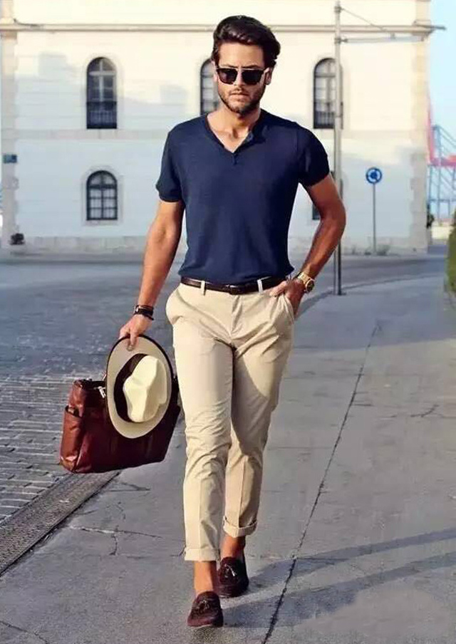 亨利衫男士怎么搭配,短袖亨利衫怎么搭配