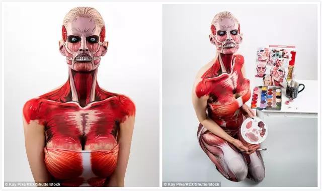 跪着看吧，她的人体彩绘绝了