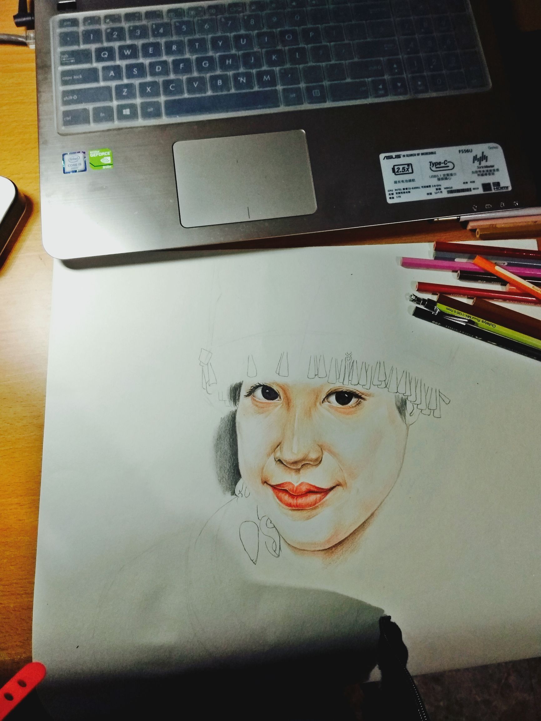 马克笔画苗族少女,苗族姑娘彩铅画