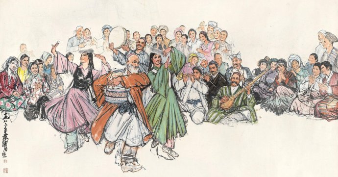 黄胄人物速写大师,毛笔速写人物大师级别