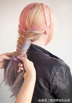 好看的发型扎法女童10-12岁鱼尾辫,从头顶上就开始编鱼尾辫怎么编