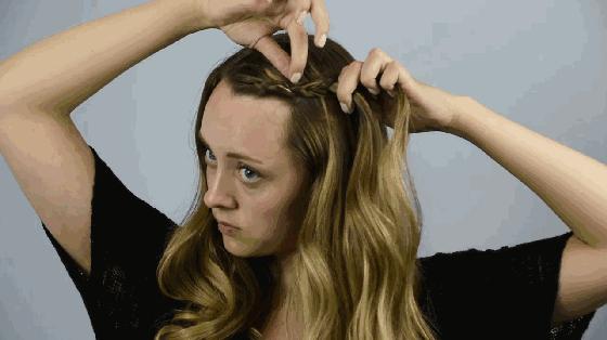 仙女式花环编发,戴头顶花环编发教程图解