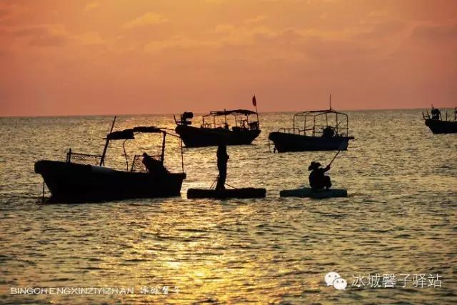 醉享三亚波波利海岸夕阳下的渔光曲