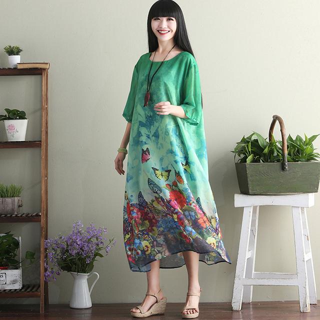 碎花棉麻连衣裙大码200斤,高档碎花棉麻连衣裙中老年款