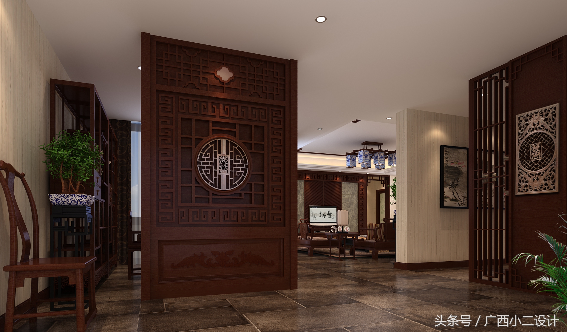 漂亮的中式客厅设计效果图,新中式风格客厅效果图