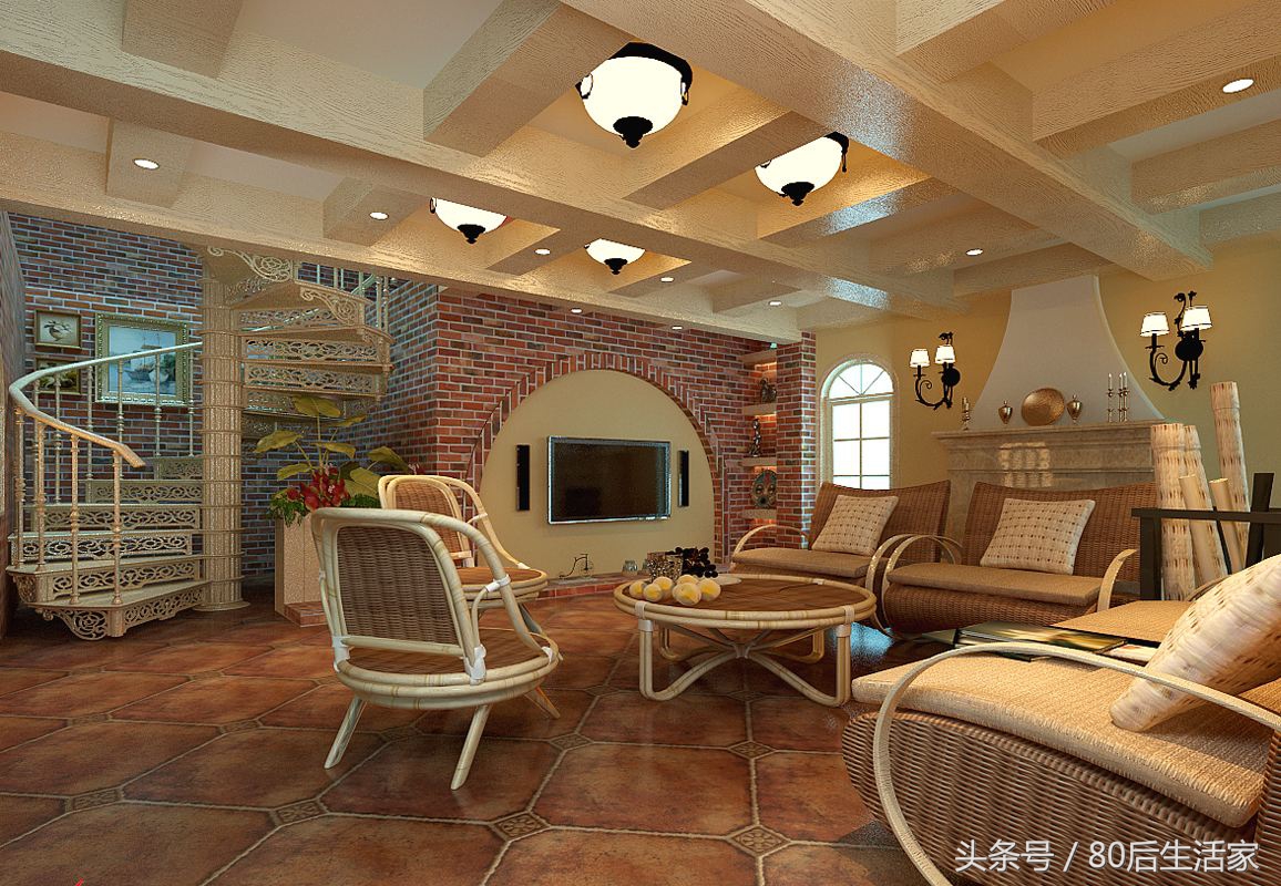 仿古哑光瓷砖效果图,庭院仿古瓷砖效果图