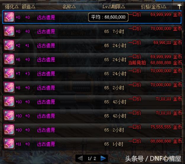 dnf远古遗愿哪里好,dnf远古遗愿拍卖