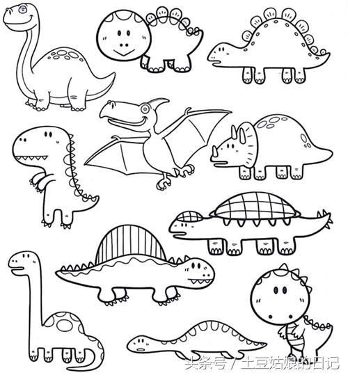 土豆姑娘的日记027-简笔画之森林里的动物朋友们3(蜗牛恐龙)