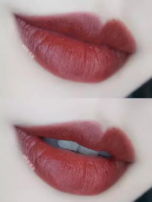 枫叶砖红色带着红棕调的口红,枫叶脏橘色口红