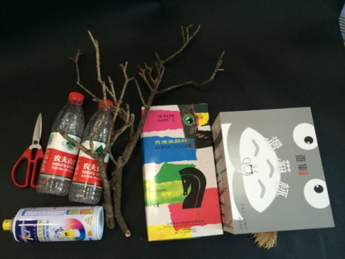 教你用旧盒子和干树枝制作盆景首饰架