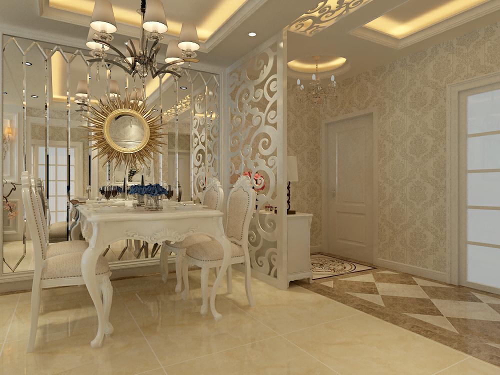 金地檀溪一楼带院,135平方欧式轻奢装修风格