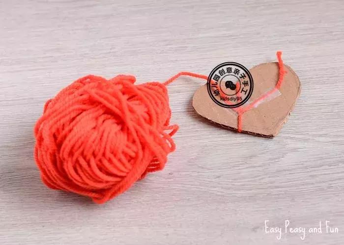 感恩节幼儿园孩子对父母的爱心图,感恩节毛线手工简单又漂亮