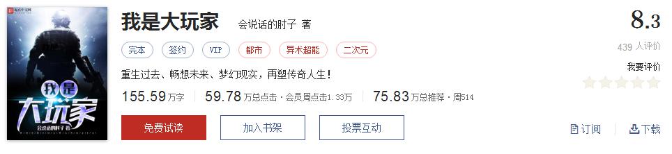 全精品系列网络小说推荐，起点8.3分高评价口碑神作，大神经典