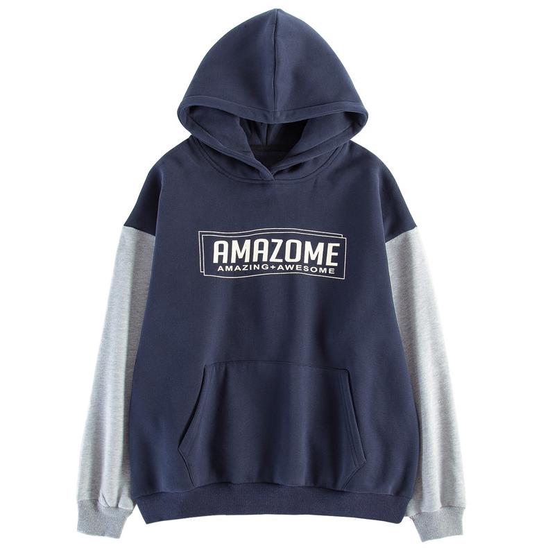 新款加绒加厚保暖连帽卫衣男长袖,女高中生加绒连帽卫衣12-15岁