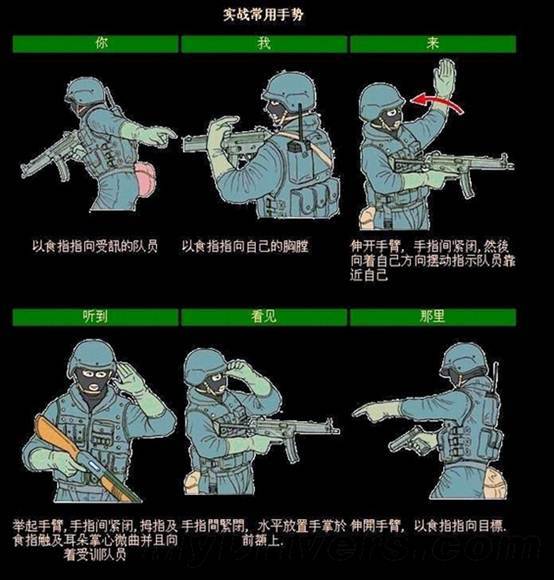 军事战斗手势,大写的懵字