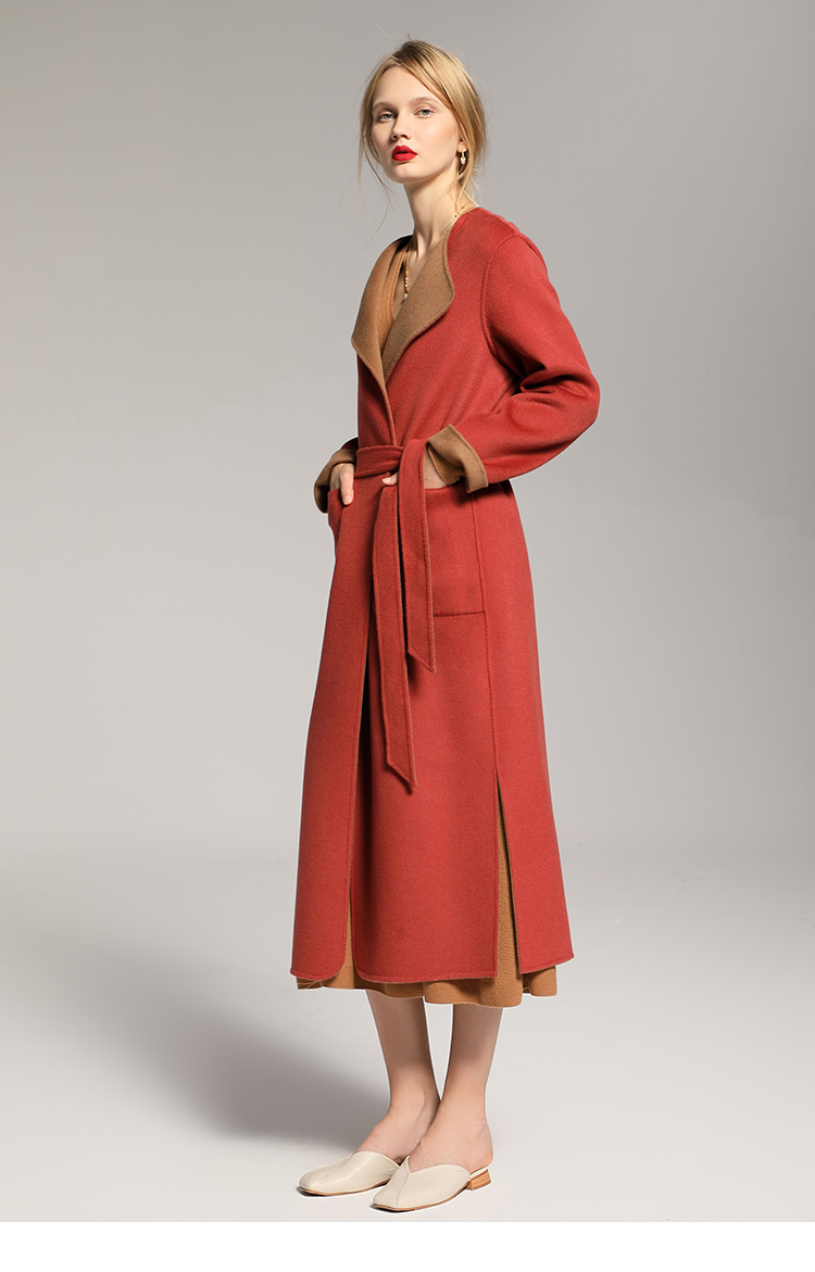 过年必备的一件红色羊绒大衣,红色加绒厚版呢子大衣