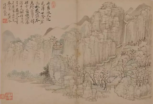 清代仿古山水册页,清恽寿平仿古山水图
