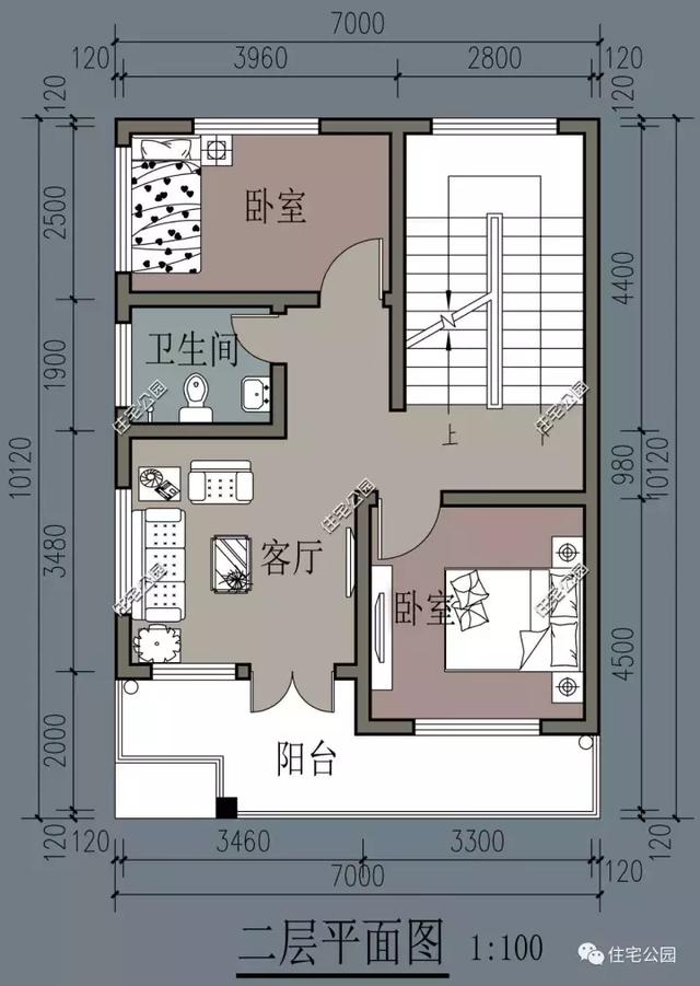 面宽7米进深10米的别墅,农村2层别墅户型图大全
