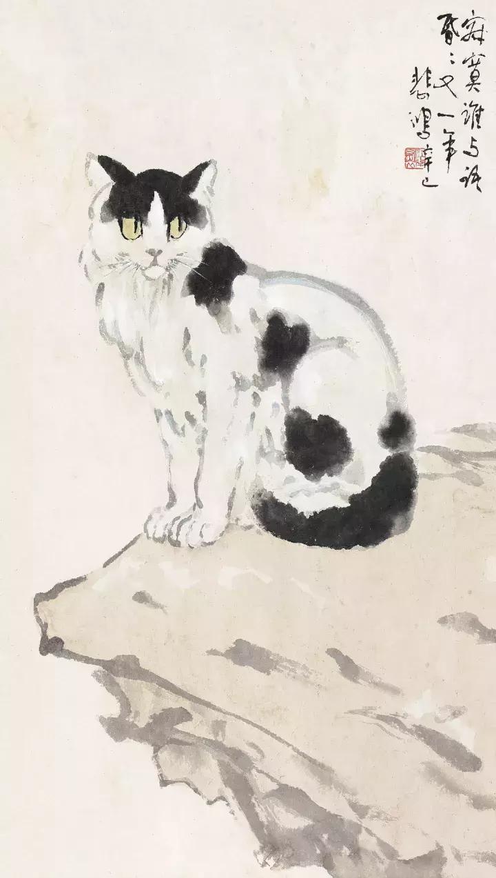 徐悲鸿画猫作品欣赏,徐悲鸿画马谁画鸡