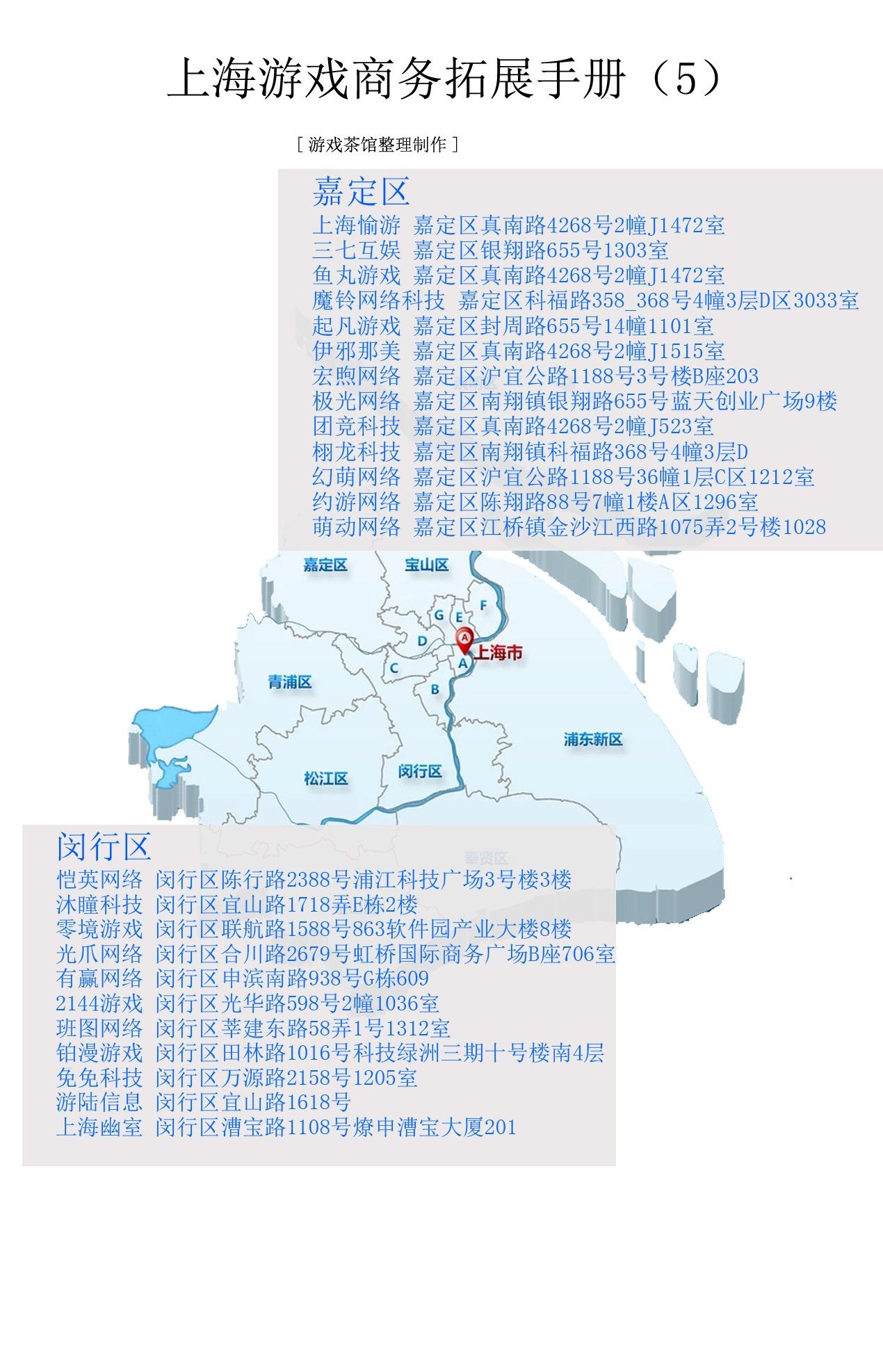 上海地区游戏公司,上海游戏公司分布区域