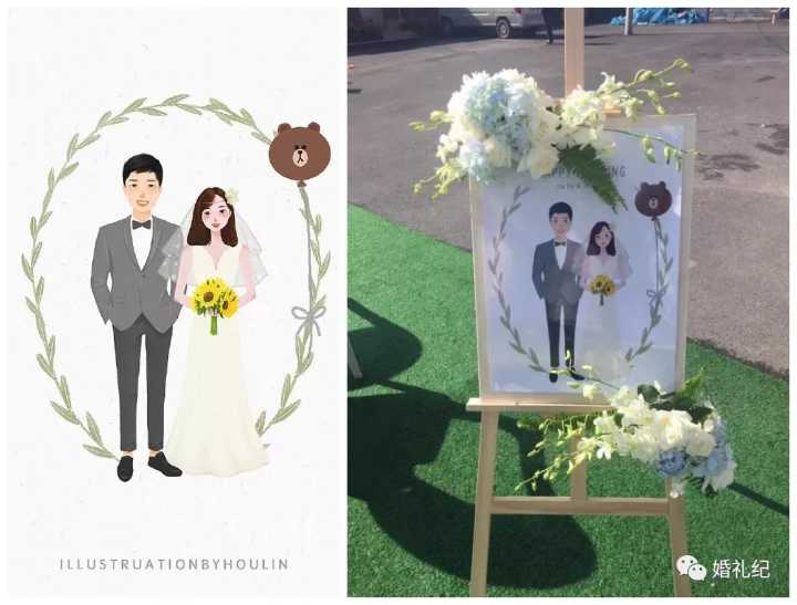 q版婚礼logo头像设计,插画头像手绘婚礼