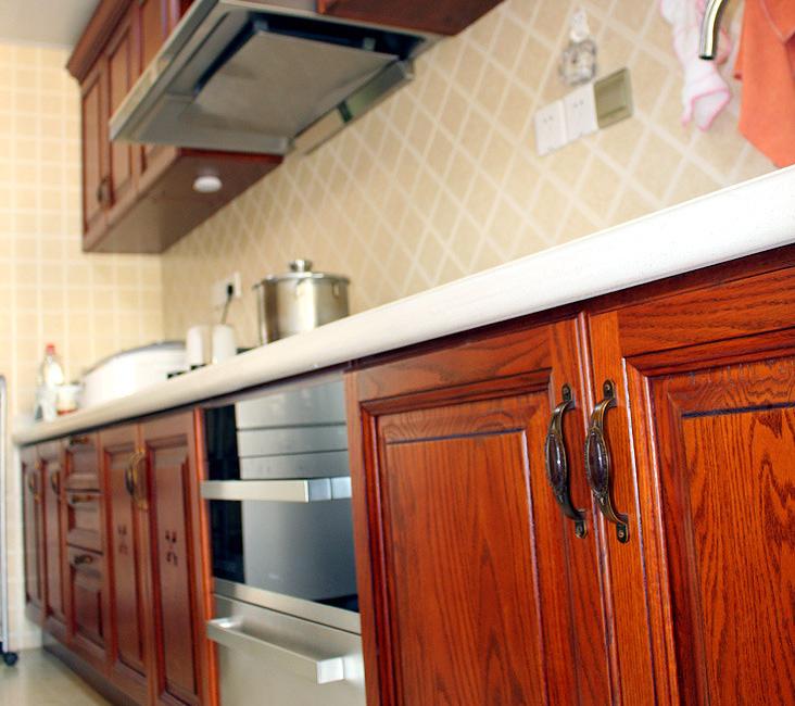 厨房实木装修效果图红橡木橱柜,红橡木橱柜好用吗