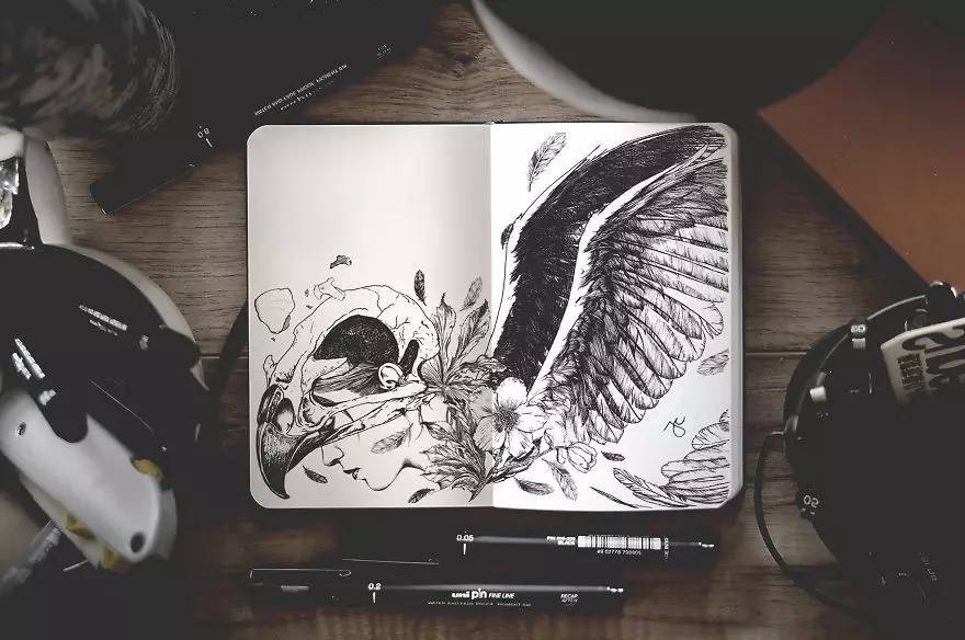 一支樱花针管笔就可以画出一幅惊世作品，厉害了我的哥