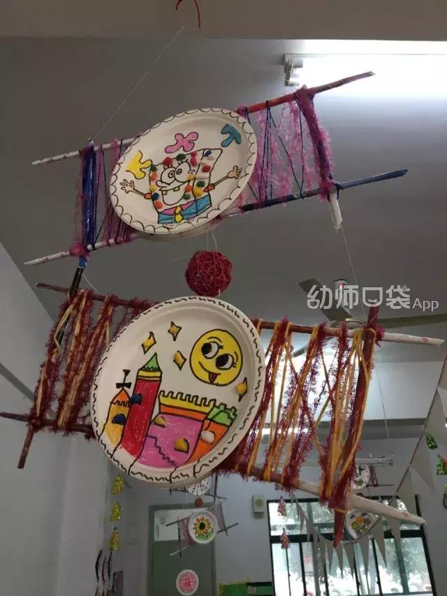幼儿园废旧纸箱走廊环创吊饰双面,用废旧物品做关于冬天的手工吊饰