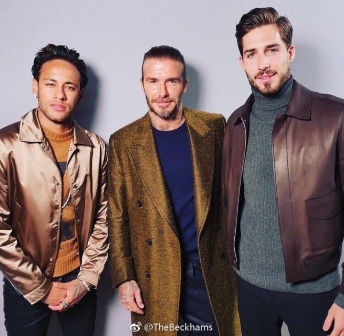 内马尔贝克汉姆同框,贝克汉姆看梅西任意球绝平