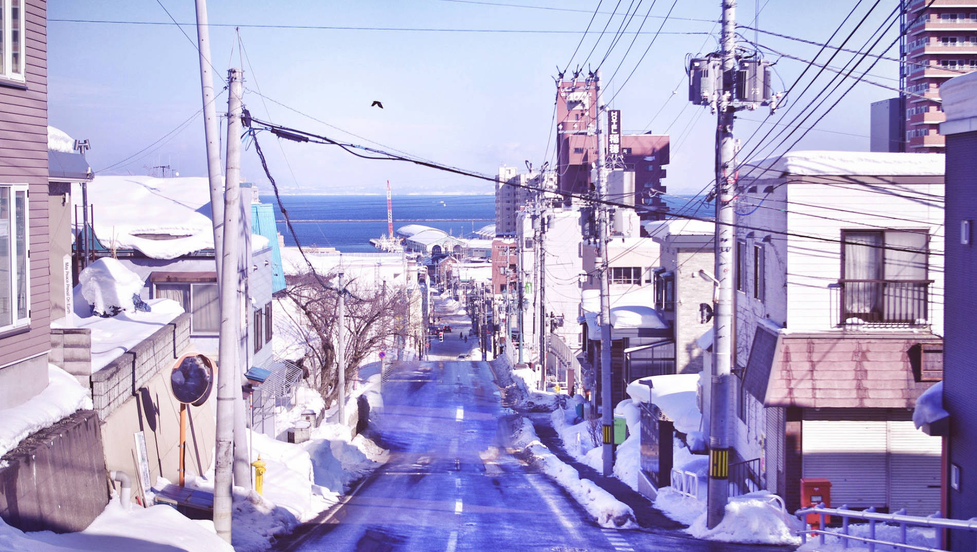 北海道冬日小樽,日本北海道小樽雪夜