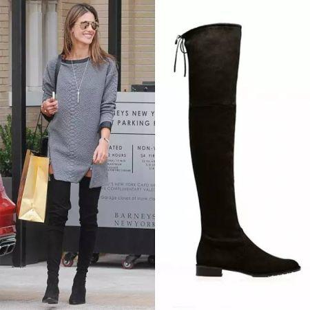 冬天适合粗腿穿的长筒靴,冬天穿光腿神器配过膝靴