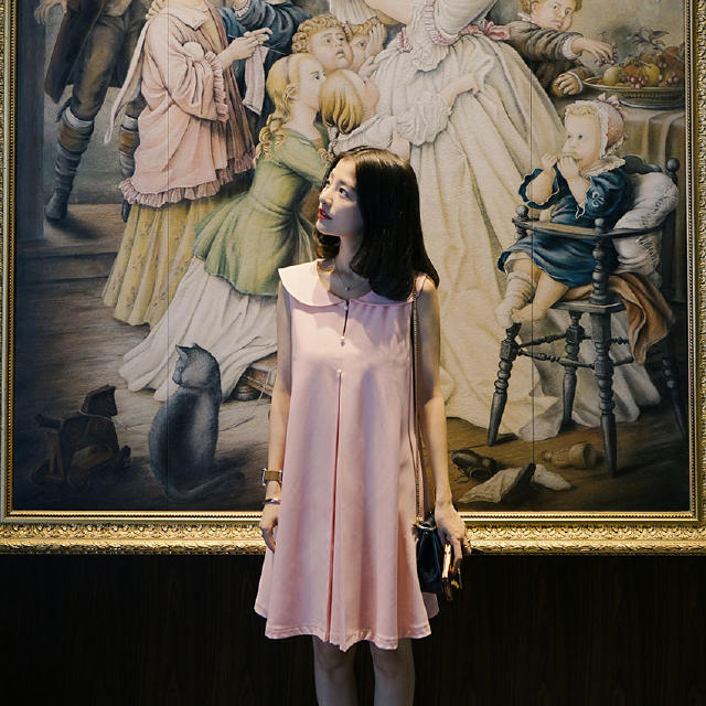 纯色收腰连衣裙女夏季新款,夏季雪纺纯色连衣裙