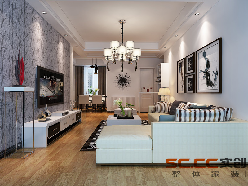 长江紫都二期142平的设计,实创装饰装修效果图