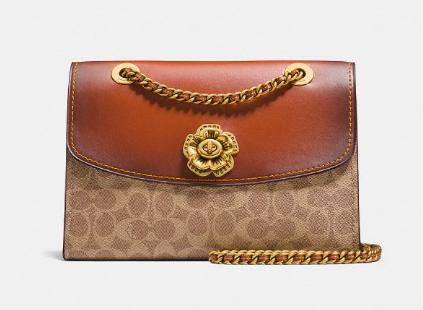 美国新款coach蔻驰女包,coach蔻驰山茶花parker26黑色