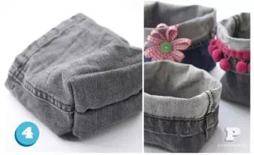 旧物改造牛仔裤收纳盒,旧牛仔改造壁挂收纳袋