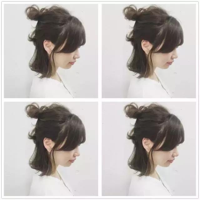 显年轻的发型扎法半扎短发,短发女孩扎古代头发怎么扎