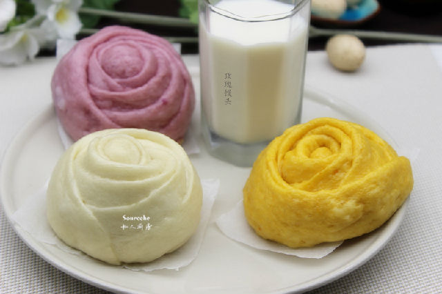 多彩馒头图片,玫瑰馒头花样
