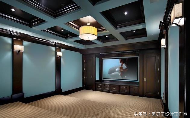 家里的娱乐室装修效果图,轻奢风格视听室装修效果图