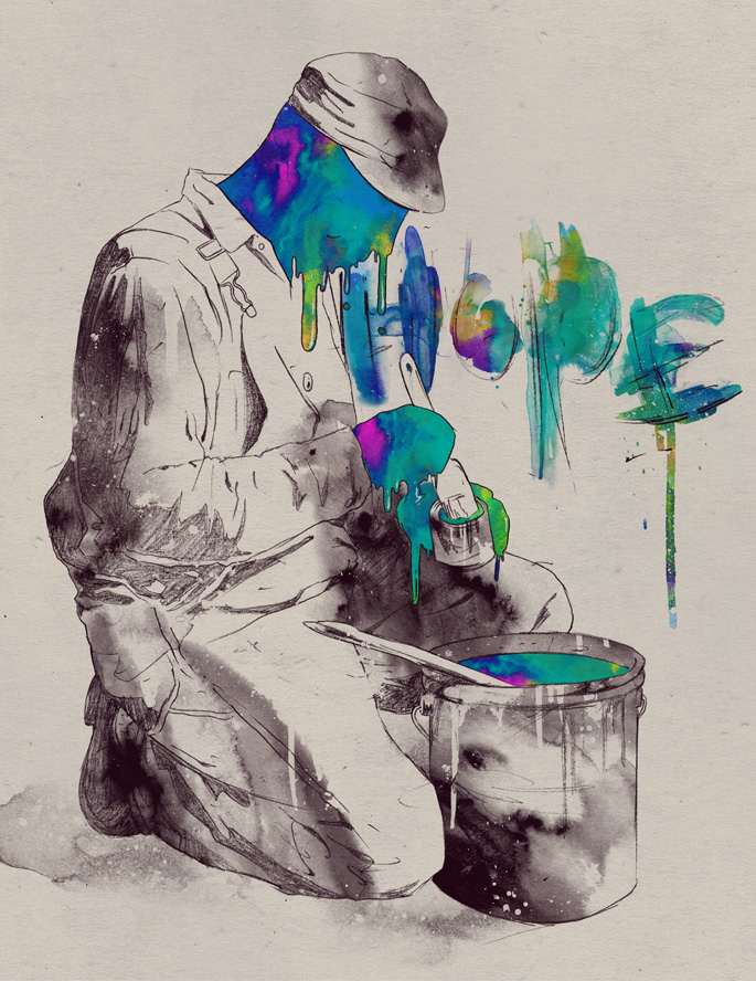 一位年轻艺术家的肖像,一位大师的插画